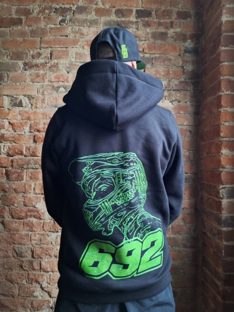 Bluza Bawełniana z Kapturem Czarna Duzers 692 OUTLET