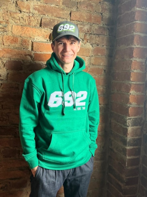 Bluza Kangurka z Kapturem Bawełna Zielona Duzers 692 HAFT 3D