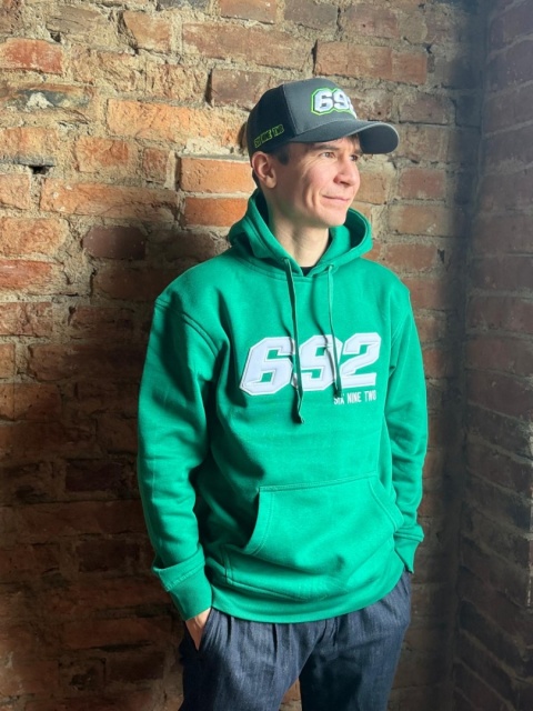 Bluza Kangurka z Kapturem Bawełna Zielona Duzers 692 HAFT 3D
